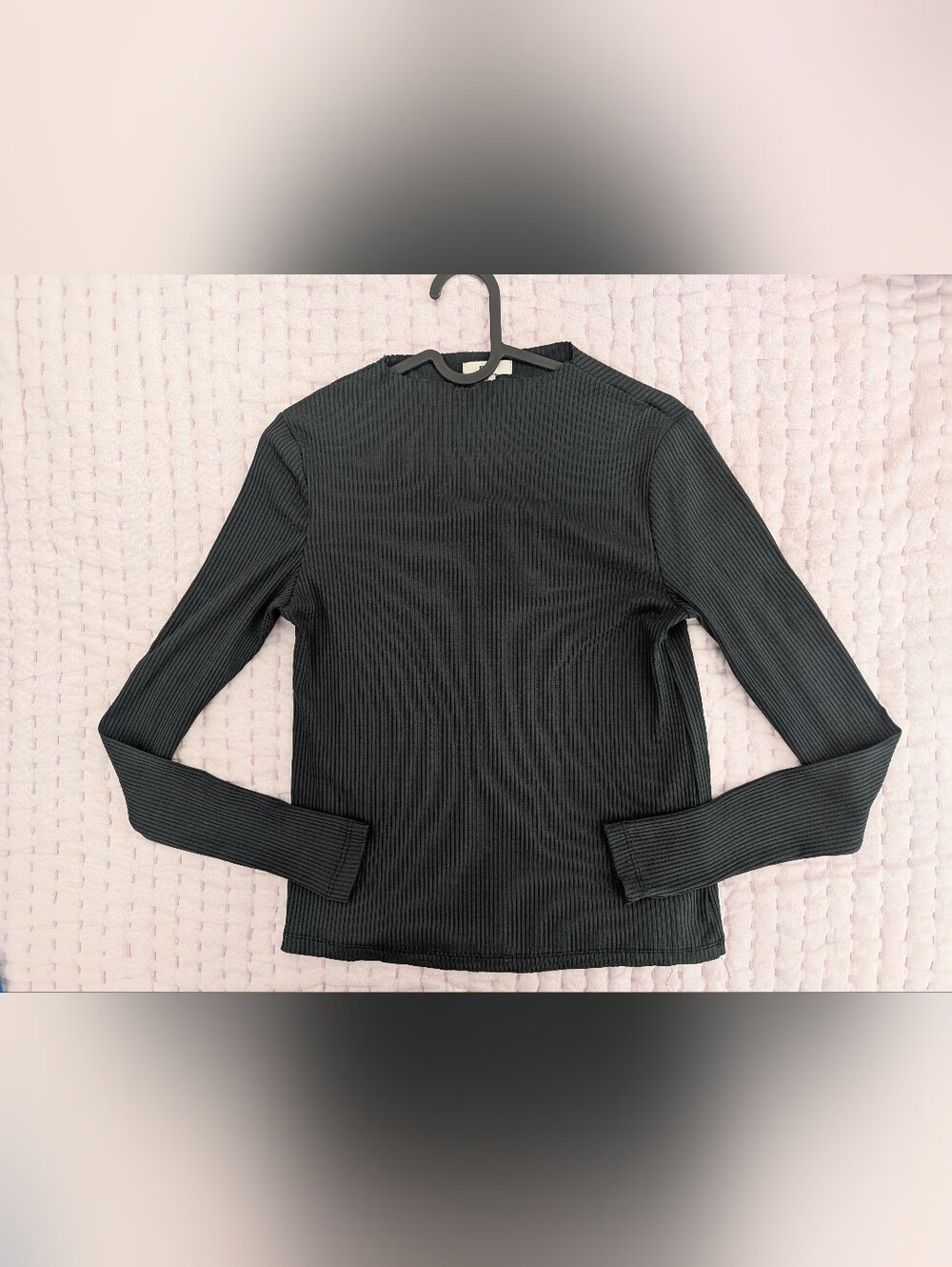 Mavi Women's Black Ribbed Long Sleeve Tee